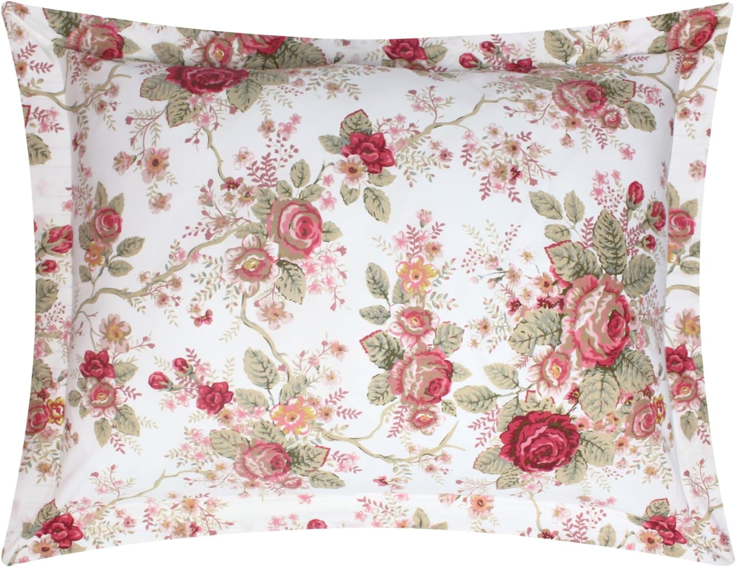 Antique Rose Floral Cotton King Pillow Sham Set