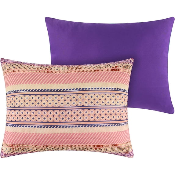 Greenland Home Fashions Aurora Vintage Boho Quilted Pillow Sham, Pink, Standard