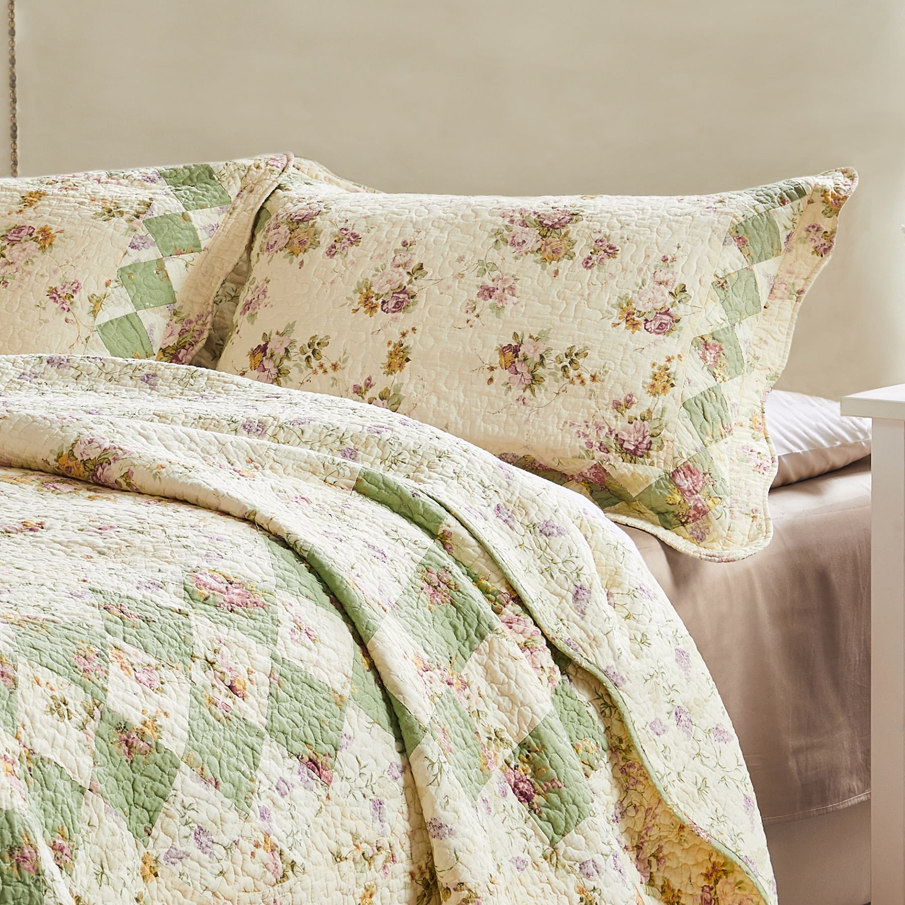 Bliss Ivory and Sage Cotton King Pillow Sham