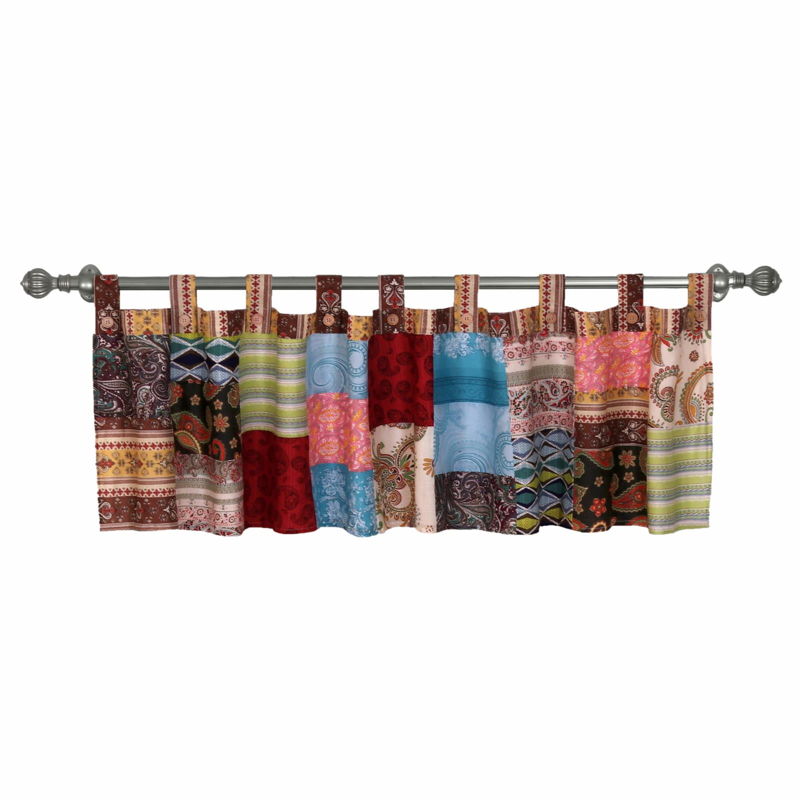 Bohemian Dream Multicolor Cotton Patchwork Tab Top Valance