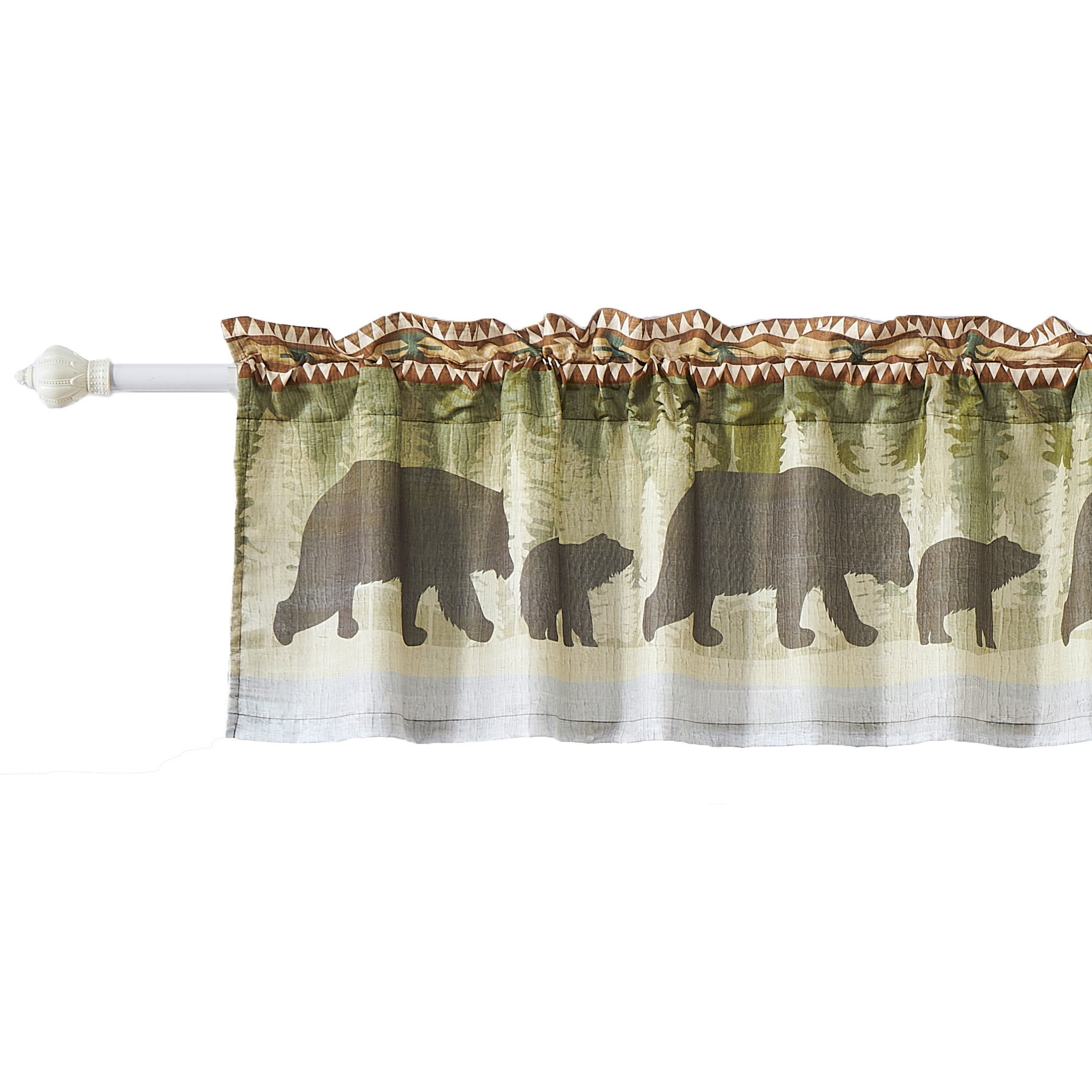 Rustic Bear Forest Light Filtering Rod Pocket Valance