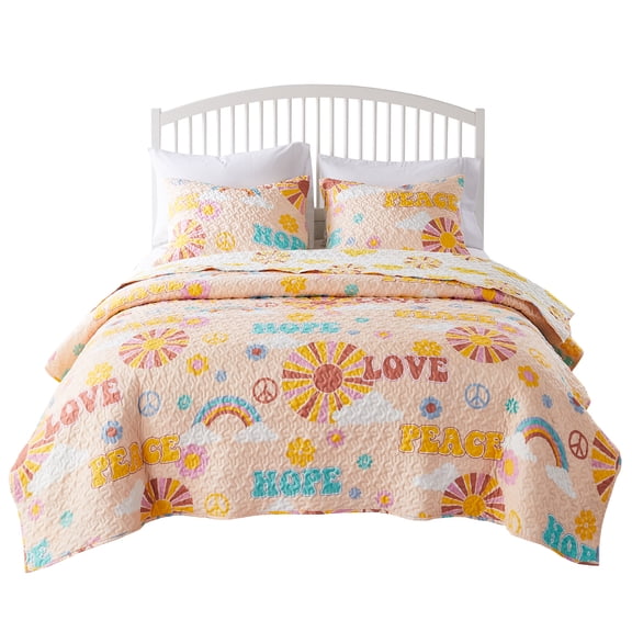 Greenland Home Fashions Cassidy Retro 1960s Reversible Quilt Set, 2-Piece Twin