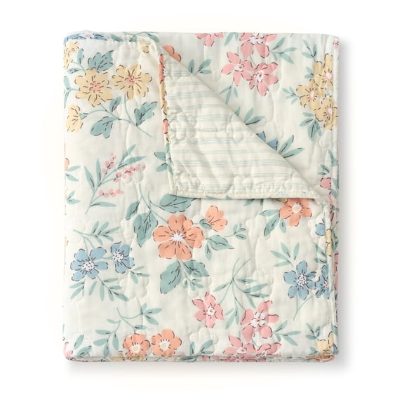 Greenland Home Fashions Chloe Modern Floral Quiilted Throw Blanket, 50" x 60"