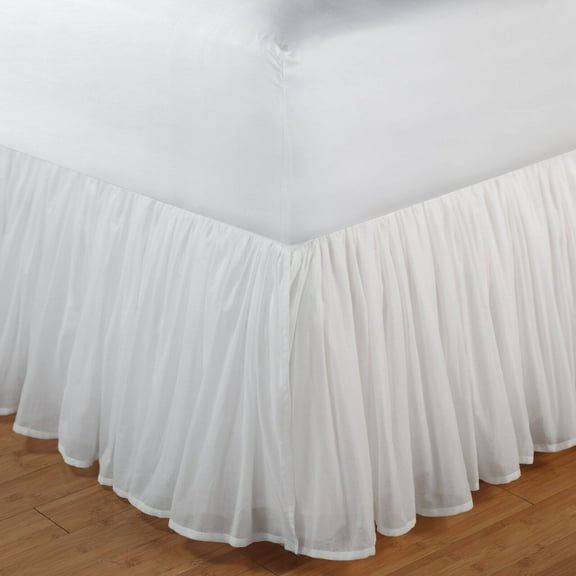 Greenland Home Fashions Cotton Voile Bed Skirt - 18 in. Ruffle - White - Queen
