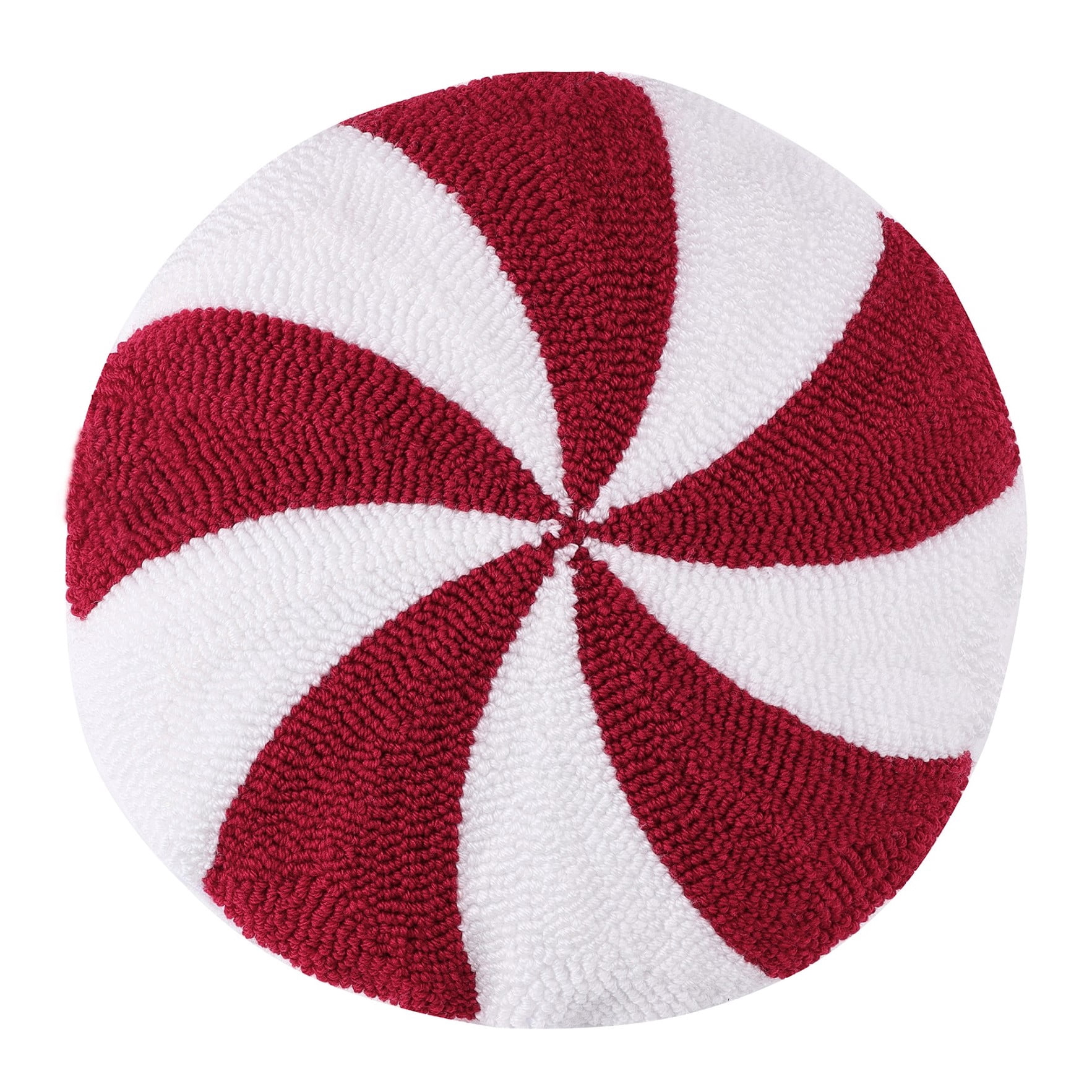 Greenland Home Fashions Decorative Red and White Peppermint Candy Swirl Toss Pillow