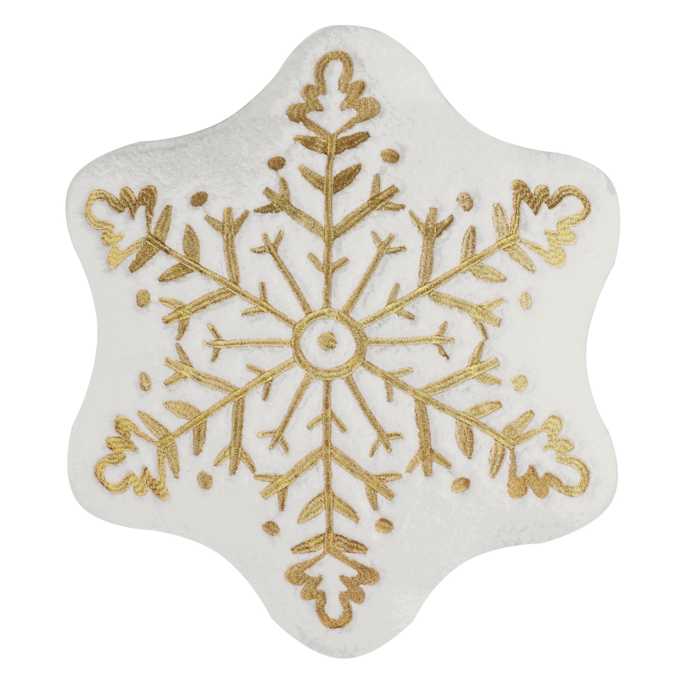 Greenland Home Fashions Decorative Holiday White Snowflake Plush Toss Pillow