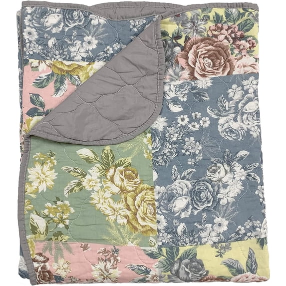 Greenland Home Fashions Emma Traditional Patchwork Print Throw Blanket