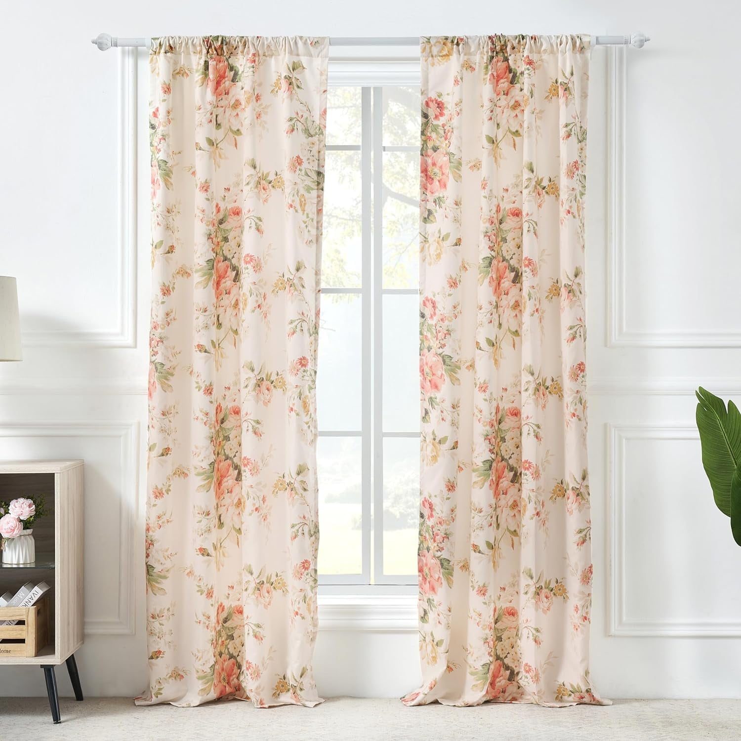 Greenland Home Fashions Farmhouse Floral Curtains, 84"x42" Set of Two