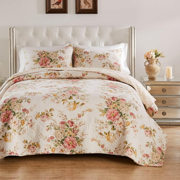 Greenland Home Fashions Grace Traditional Farmhouse Floral Quilt Set 2-Piece Twin/XL
