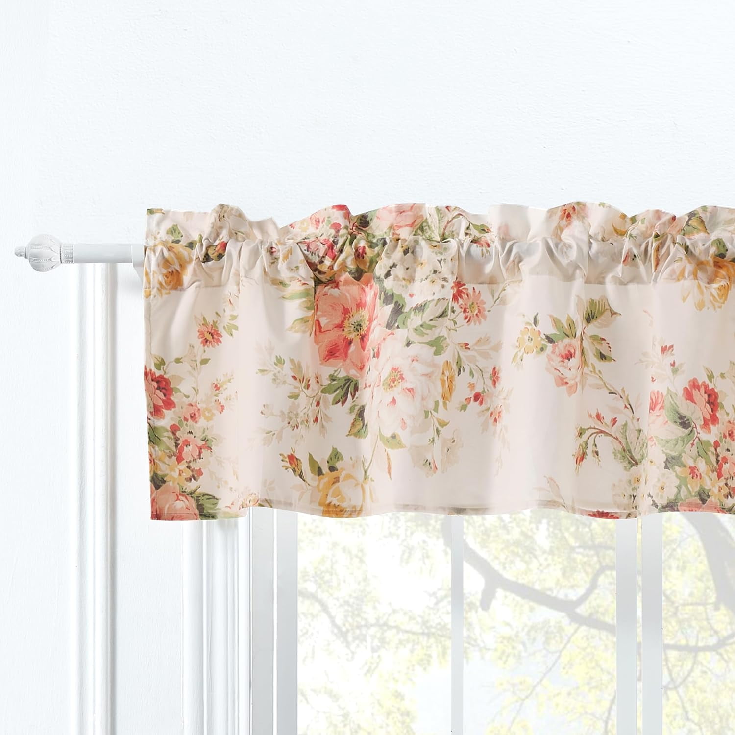 Floral Light-Filtering Lined Rod Pocket Valance, 84" x 18", Buttercup