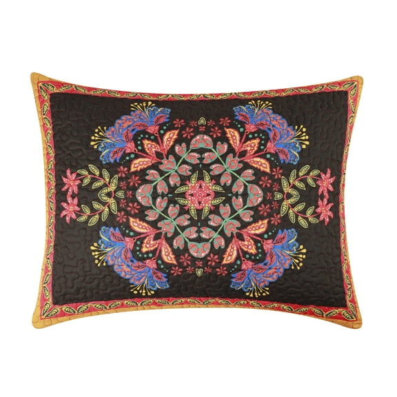 Greenland Home Fashions Jessa Vintage Boho Reversible Quilted Pillow Sham, Standard