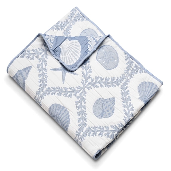 Greenland Home Fashions Laguna Reversible Matelasse Throw Blanket for Adults, 50" x 60"