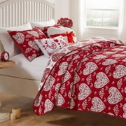 Greenland Home Fashions Novelty Holiday Lovebirds Reversible Coverlet Set, 3-Piece Full/Queen