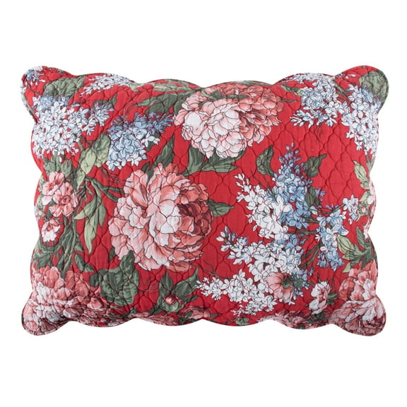 Greenland Home Fashions Millie Traditional Floral Print Cotton Pillow Sham, Standard