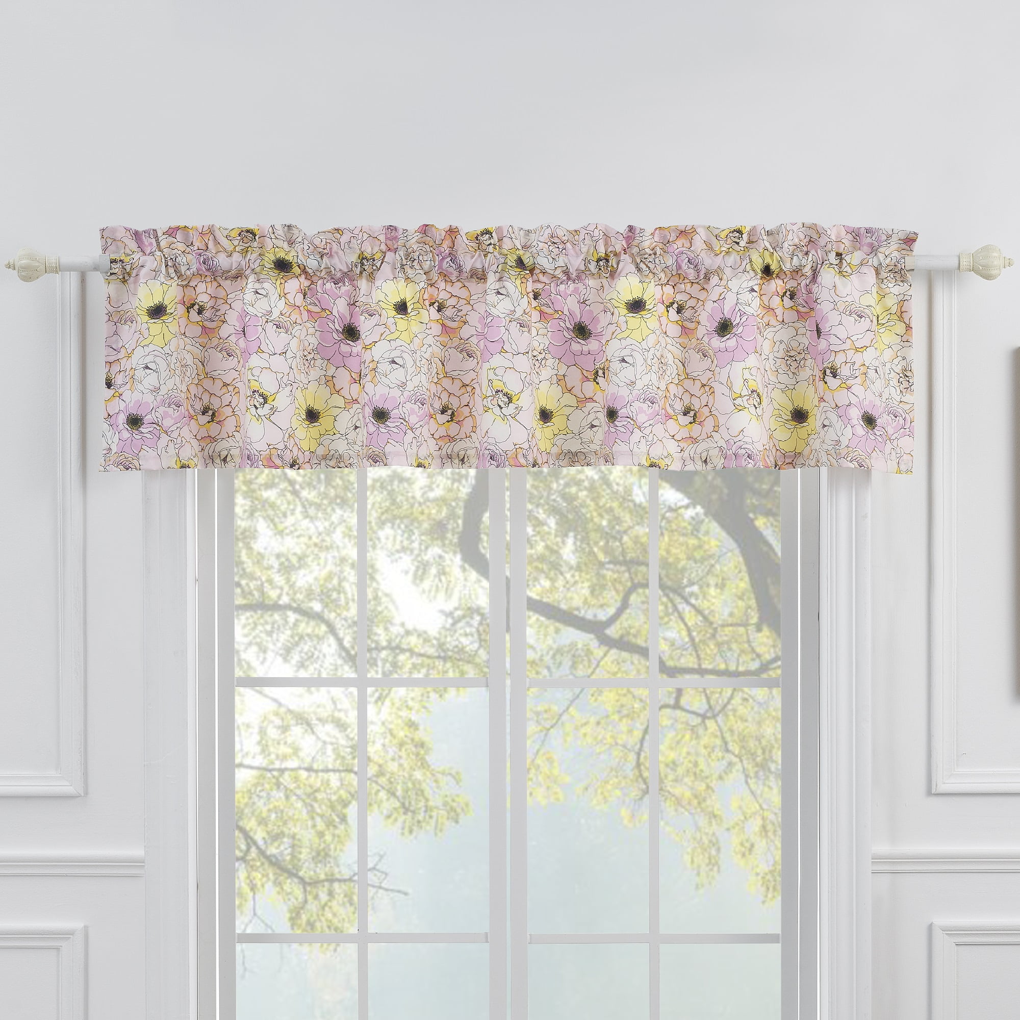 Misty Bloom Floral Light Filtering Rod Pocket Valance