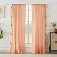 thumbnail image 1 of Greenland Home Fashions Monterrey Curtain Panels, Semi-Sheer, Light-Filtering, with Tassls, Coral, Set of 2, 1 of 7