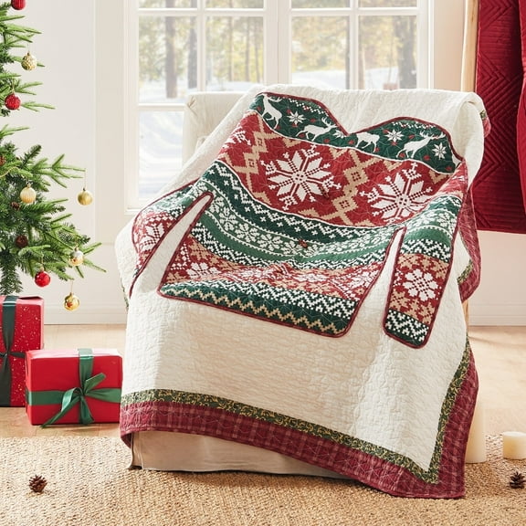 Greenland Home Fashions Novelty Holiday-Themed Patchwork Throw Blanket, 50x60-inch, Christmas Sweater