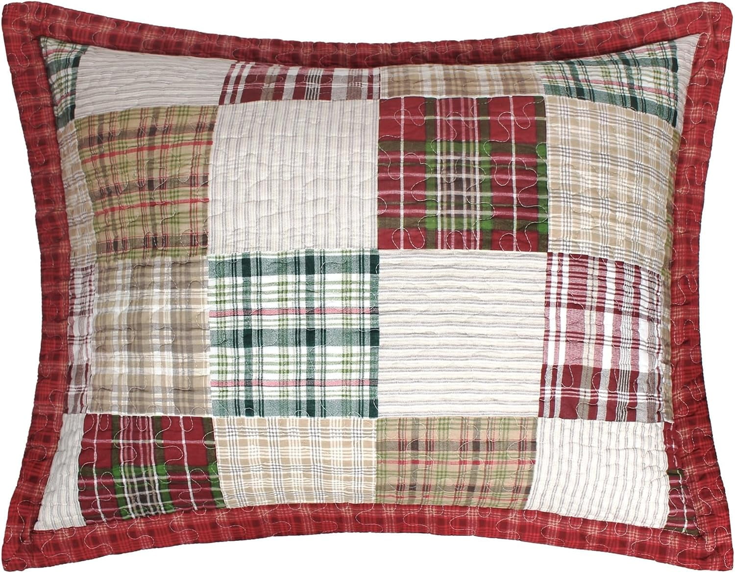 Oxford Red Plaid Cotton Standard Pillow Sham