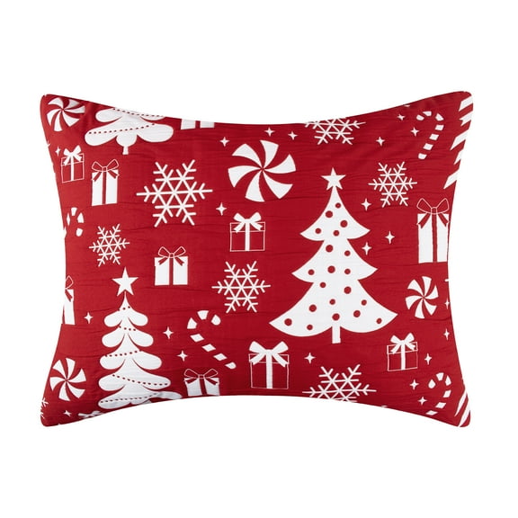 Greenland Home Fashions Novelty Holiday Peppermint Party Matelassé Pillow Sham, Standard