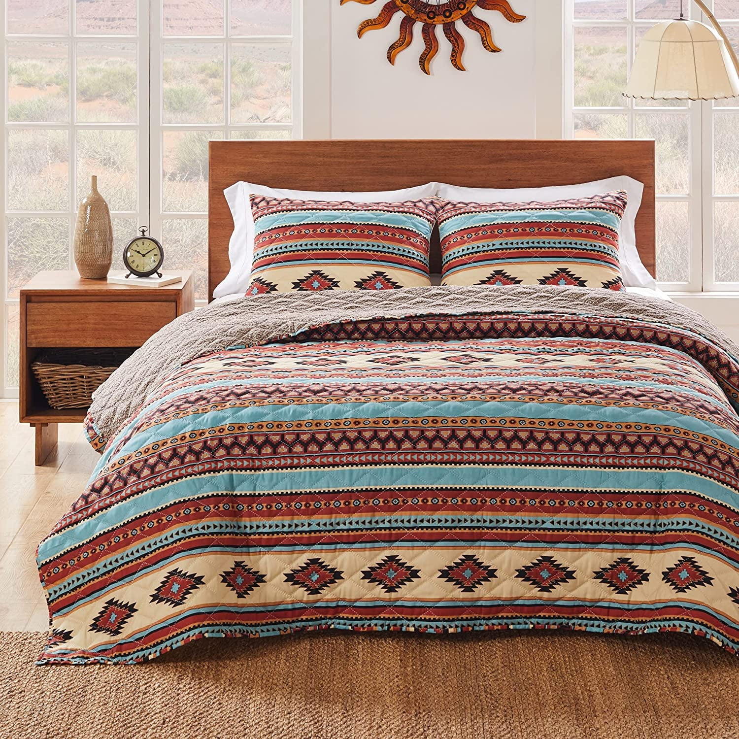 Greenland Home Fashions Red Rock Boho Southwestern Quilt Set, 2-Piece Twin/XL
