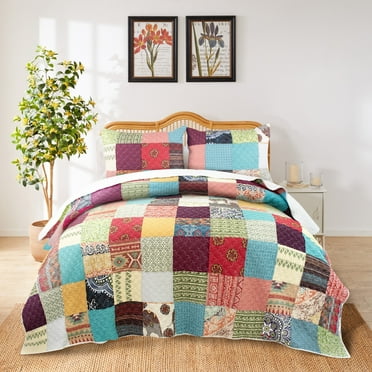 Greenland Home Fashions  Renee Upcycle Authentic Patchwork Quilt Set Oversized King
