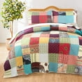thumbnail image 1 of Greenland Home Fashions Renee Upcycle Remnant Fabric Authentic Patchwork Quilt Set, 3-Piece Full/Queen, 1 of 8