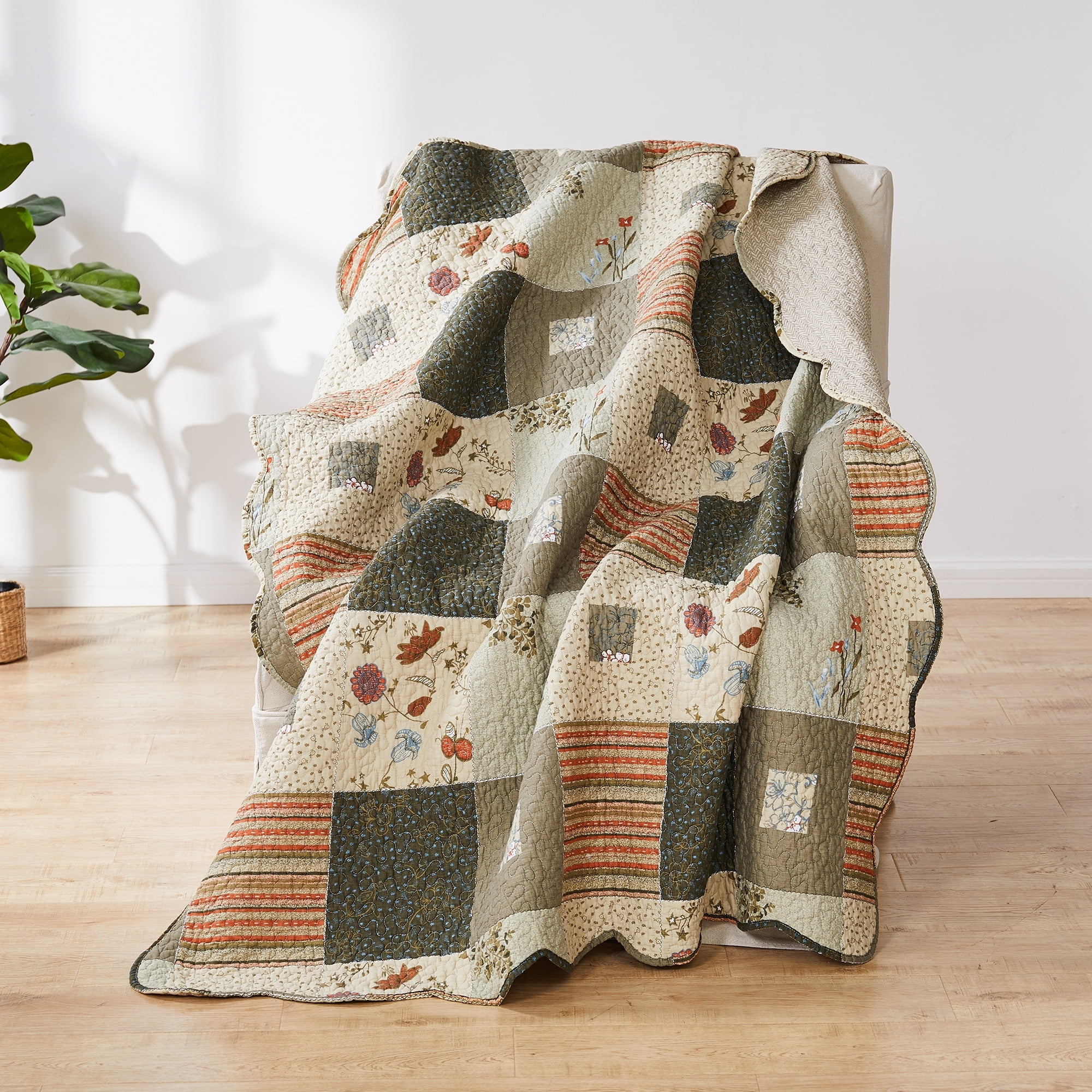 Sedona Taupe and Gray Cotton Reversible Quilted Throw