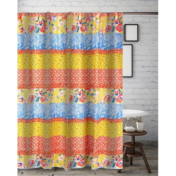 Greenland Home Fashions Skylar Calico and Paisley Ruffled Shower Curtain
