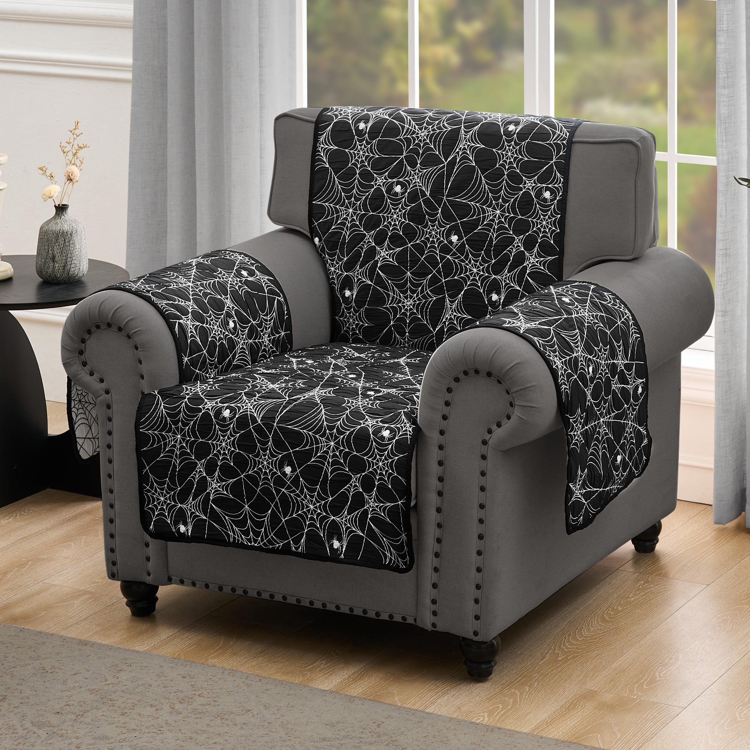 Greenland Home Fashions Spinderella Jacqard Woven Reversible Slipcover/Furniture Protector, Armchair