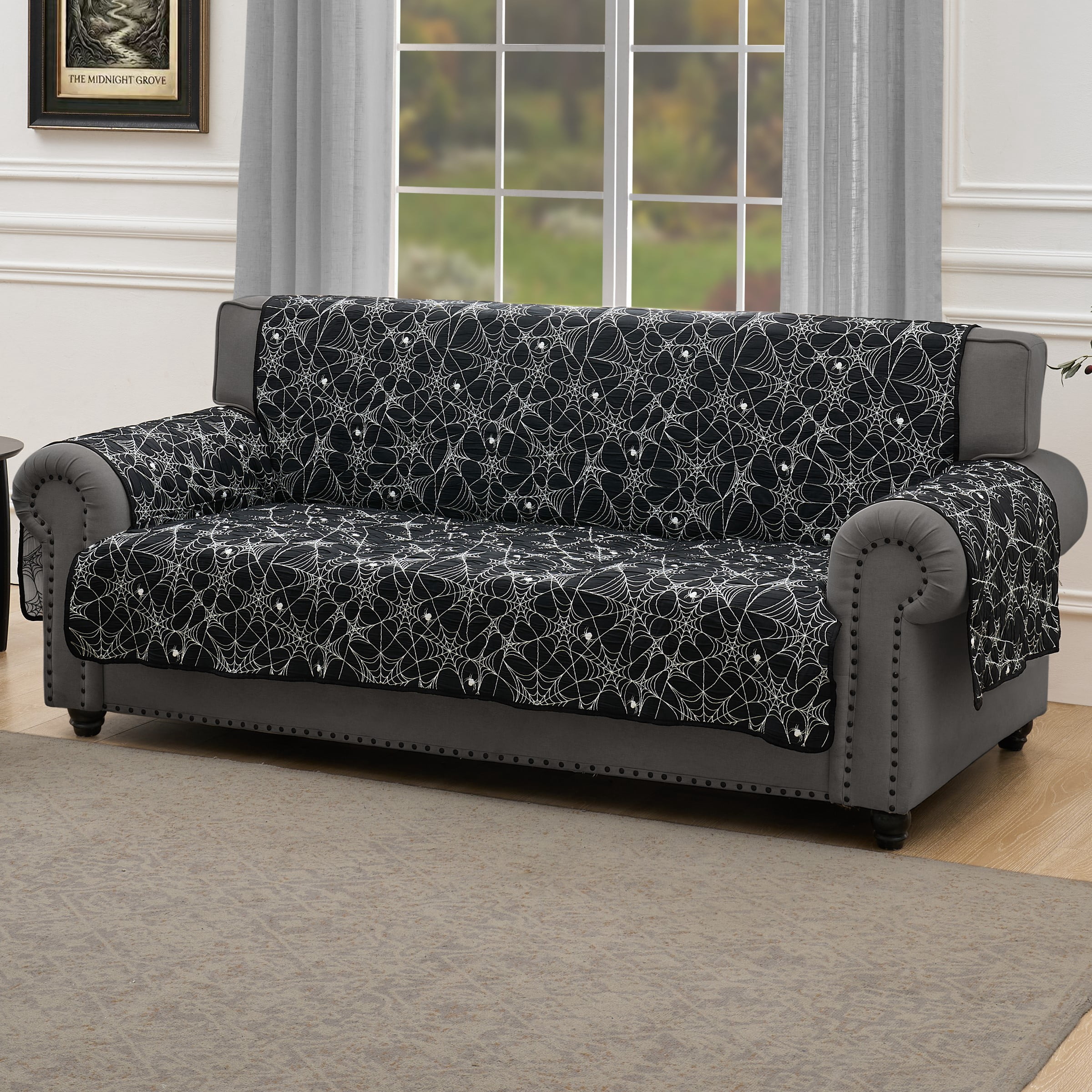 Greenland Home Fashions Spinderella Jacqard Woven Reversible Slipcover/Furniture Protector, Sofa