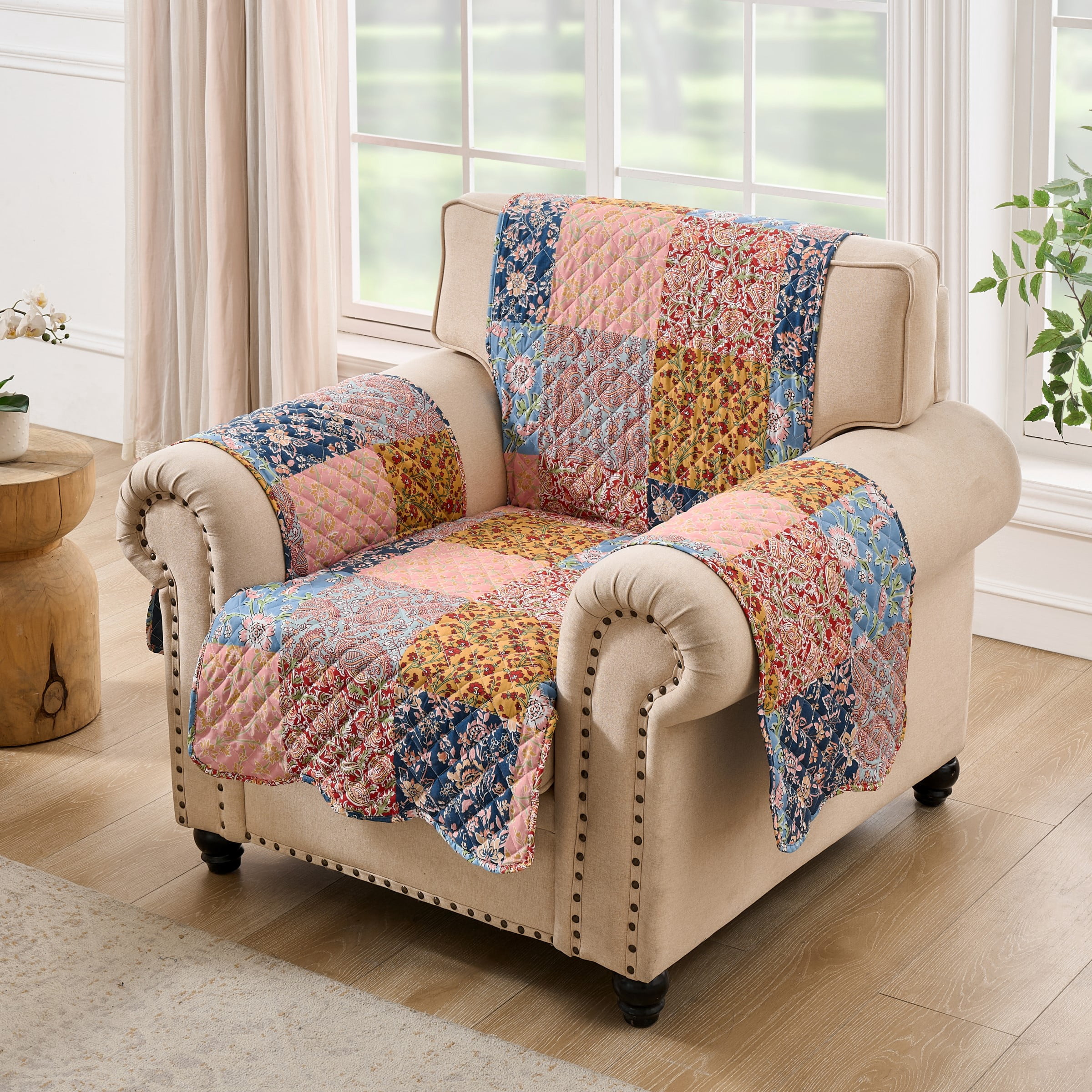Greenland Home Fashions Tangier Boho Print Reversible Slipcover/Furniture Protector, Armchair