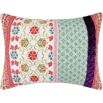 Greenland Home Fashions Thalia Cotton Quilted Pillow Sham, Velvet Embellished, Standard Size 20 W x 26 L inches, Tango