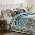 thumbnail image 1 of Greenland Home Fashions Thalia Reversible Cotton Quilt Set, Velvet Embellished, 3-Piece Full/Queen, Blue, 1 of 8