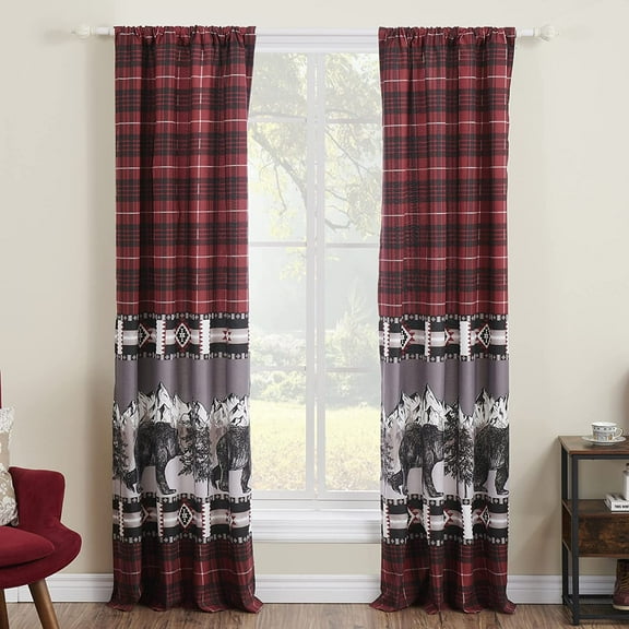 Greenland Home Fashions Timberline Lodge/Cabin/Western/Lakehouse/Rustic Rod Pocket Light Filtering, Curtain Panel 42"x 84" 2 Panels