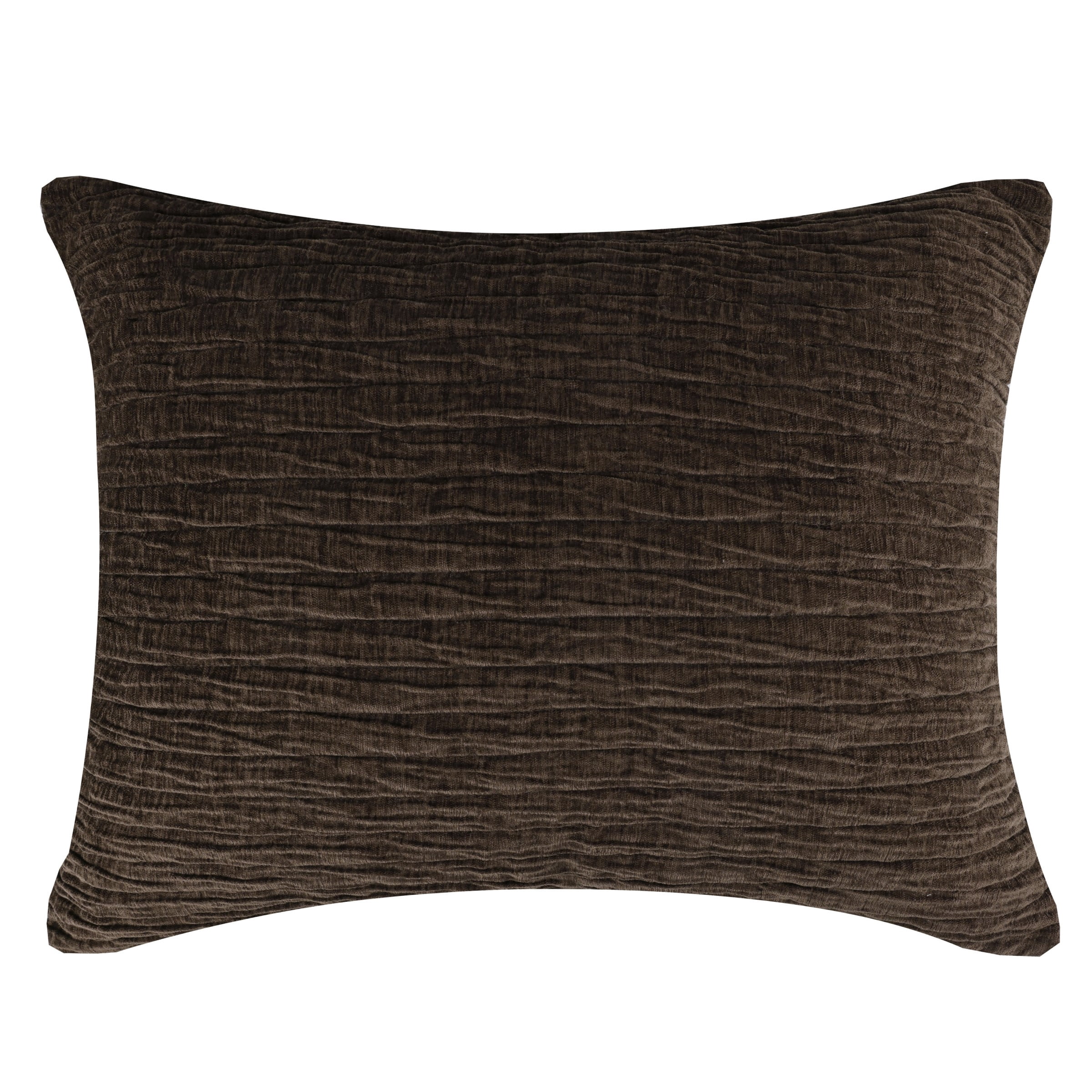 Greenland Home Fashions Velvet Crush ChocolateTextured Plush Quilted Chenille Pillow Sham, All Ages, King