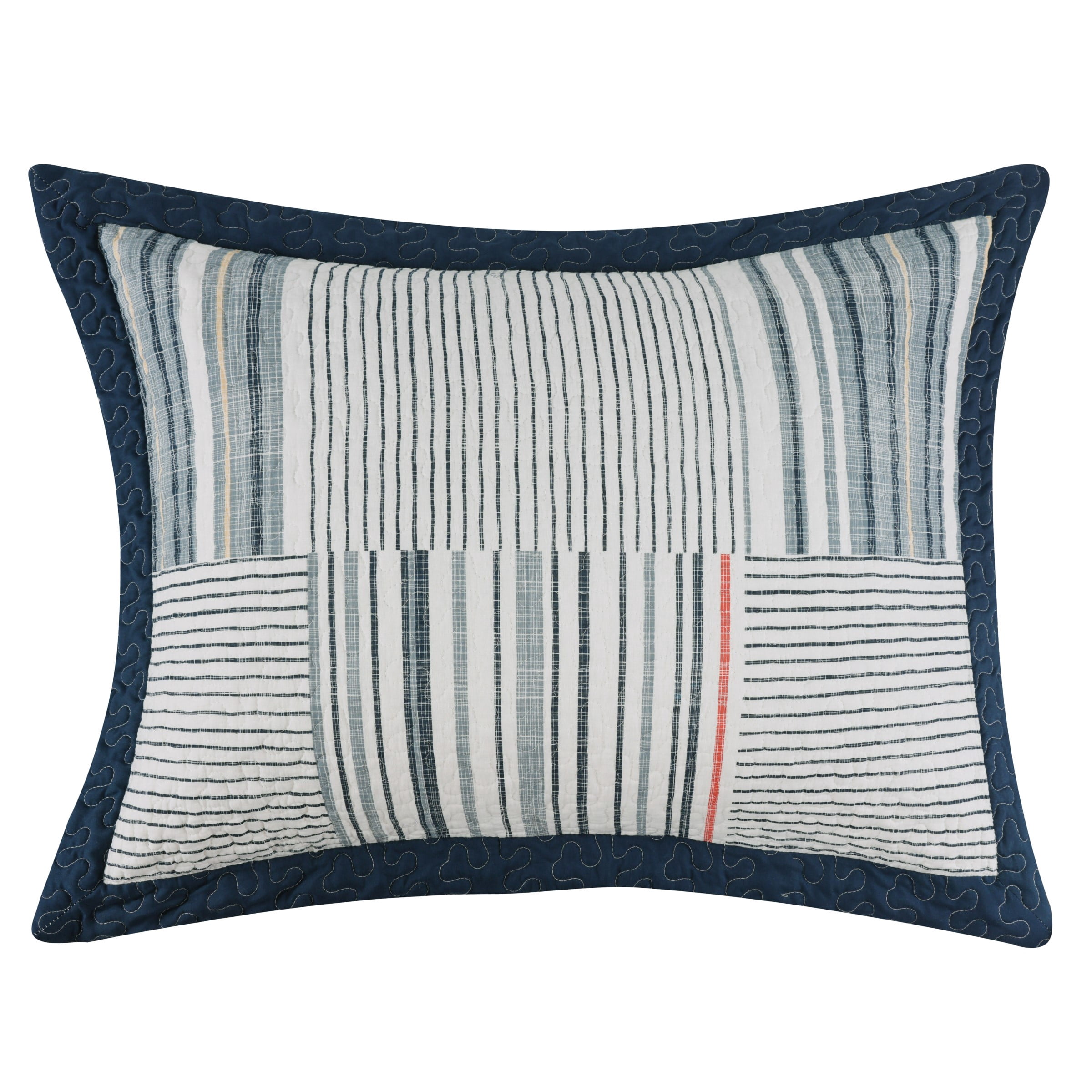 Greenland Home Fashions Voyage Cotton-Rich Quilted Patchwork Print Pillow Sham, All Ages, King
