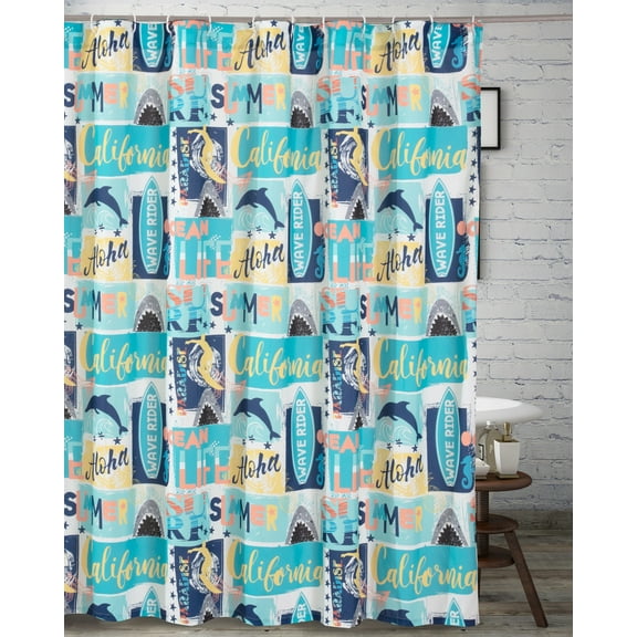 Greenland Home Fashions Wave Rider Shower Curtain