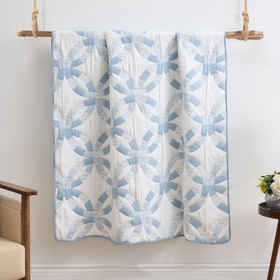 Greenland Home Fashions Wedding Ring Reversible Blue Throw Blanket