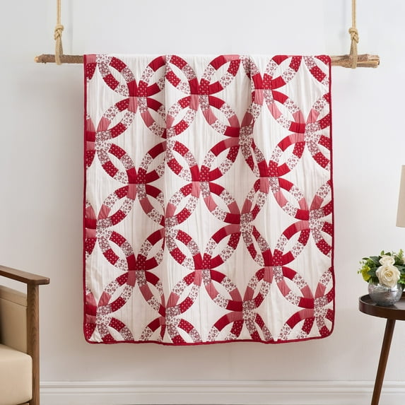 Greenland Home Fashions Wedding Ring Reversible Red Throw Blanket