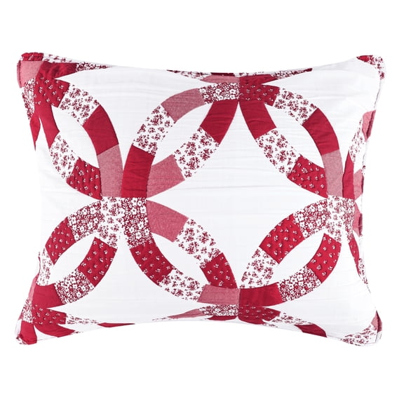 Greenland Home Fashions Wedding Ring Traditional Red Pillow Sham, Standard