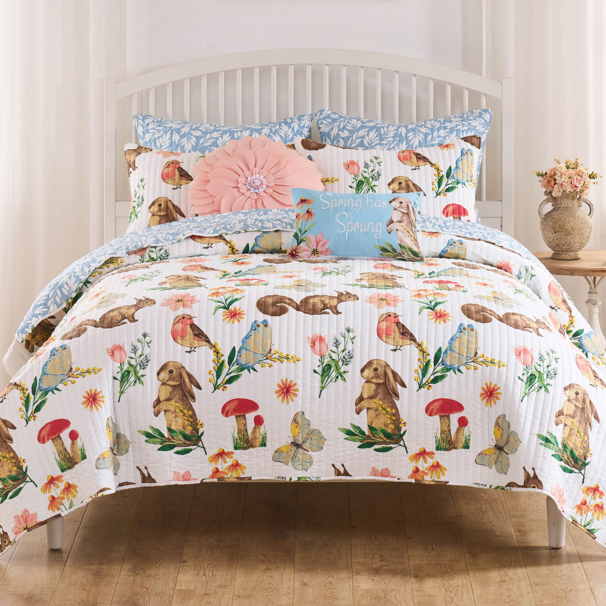 Greenland Home Fashions Willow Spring Garden Reversible Quilt Set, Teen-Adult, 3-Piece Full/Queen