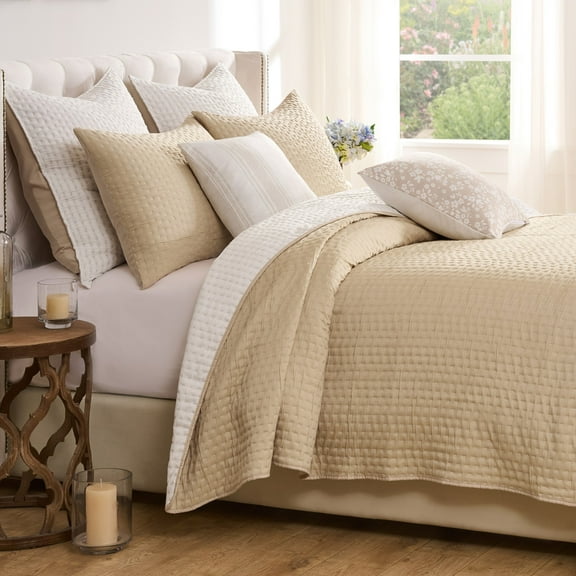 Greenland Home Homestead Natural Modern Farmhouse Quilt Set, 3-Piece Full/Queen