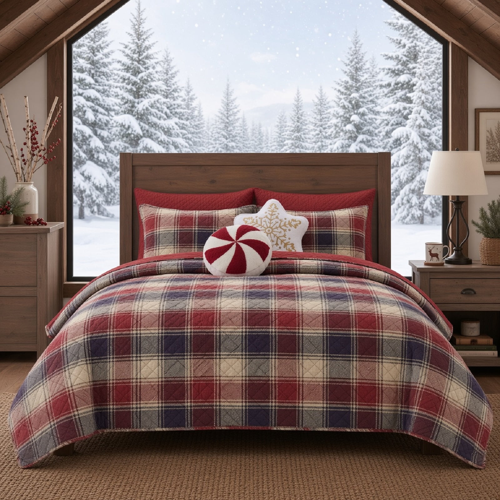 Greenland Home Nicholas Plaid Cotton Reversible Quilt Set, 2-Piece Twin/XL, for Teens