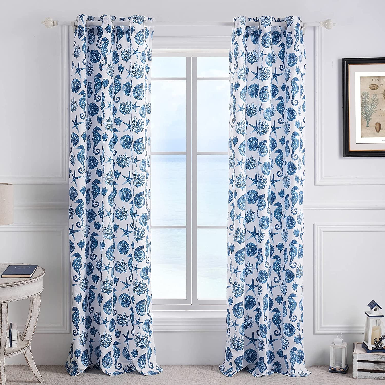 Greenland Home Pebble Beach Grommet Top Curtain Panels (set of 2)