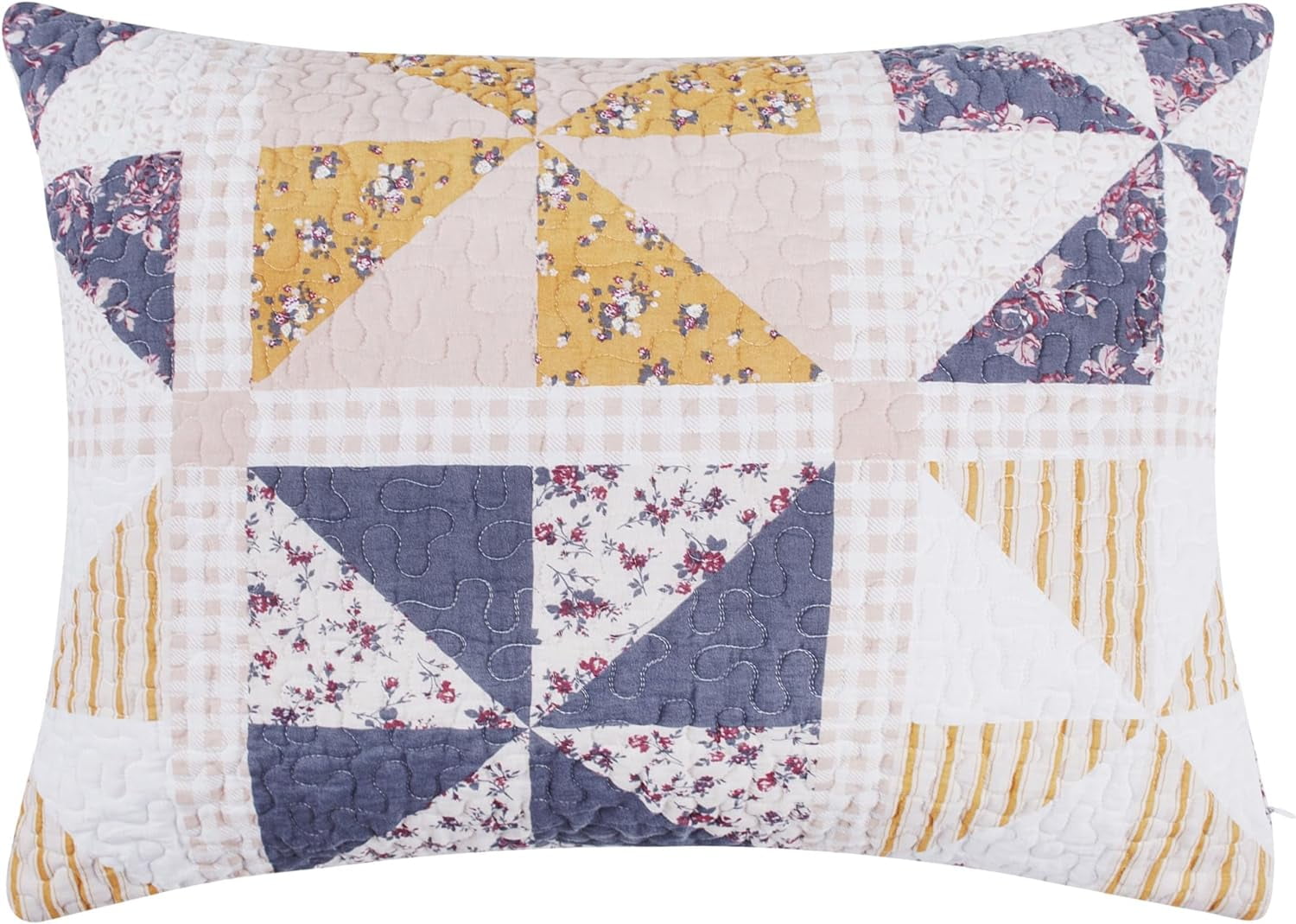 King Peach Patchwork Cotton Hypoallergenic Pillow Sham