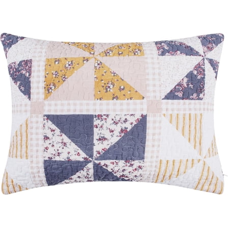Greenland Home Pinwheel & Posey Finely Stitched Traditional Pillow Sham, King 20 W x 36 L inches