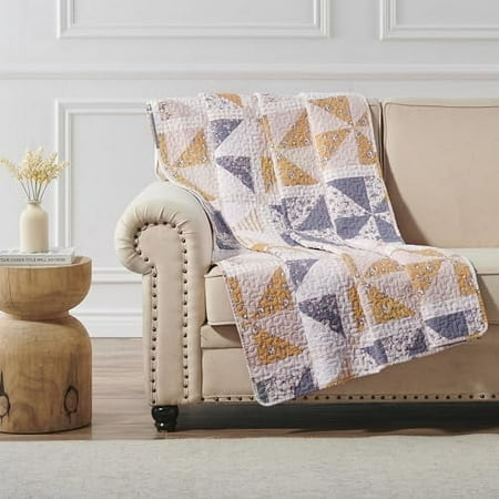 Greenland Home Pinwheel & Posey Finely Stitched Traditional Throw Quilt, 60x50-inch