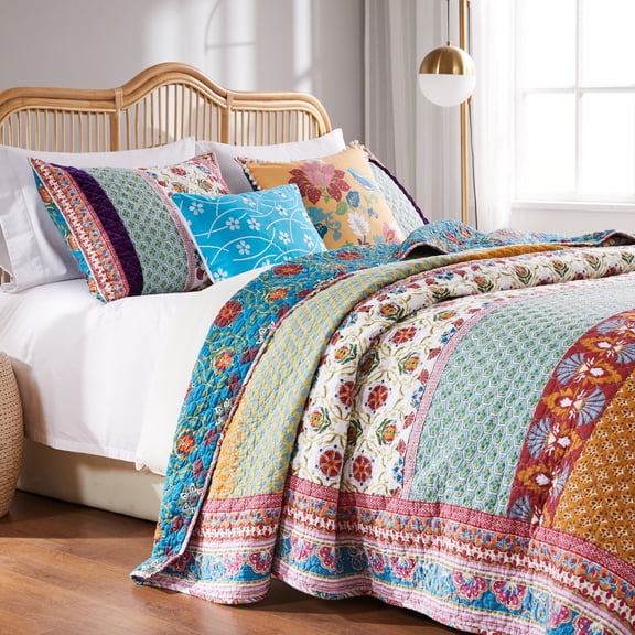 Greenland Home Thalia Cotton Quilt Set, 4-Piece Twin/XL, Multicolor