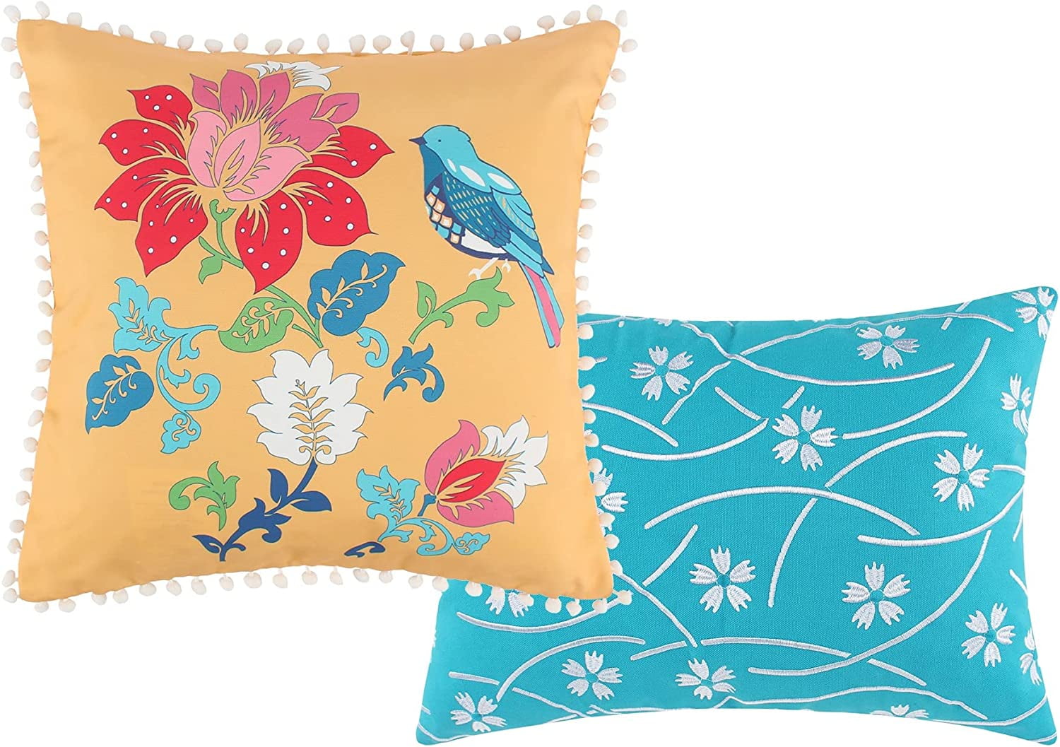 Greenland Home Thalia Pom Pom Embellished Decorative Pillows Set of 2 Adult Walmart