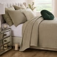 thumbnail image 1 of Greenland Home Velvet Crush Textured Plush Solid Color Coverlet Set, All Ages, 3-Piece Full/Queen, Khaki, 1 of 9